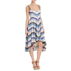 Milly Lolette Midi Trapeze Dress in Marina Blue Multi Woven Chevron NWT Womens 8
